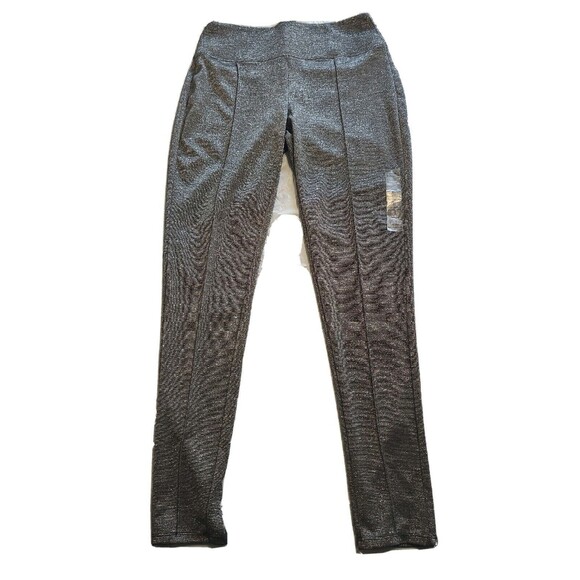 Womens Dessy Leggings Sz M Metallic Silver Pull On Mid Rise Apt 9 - Picture 1 of 9